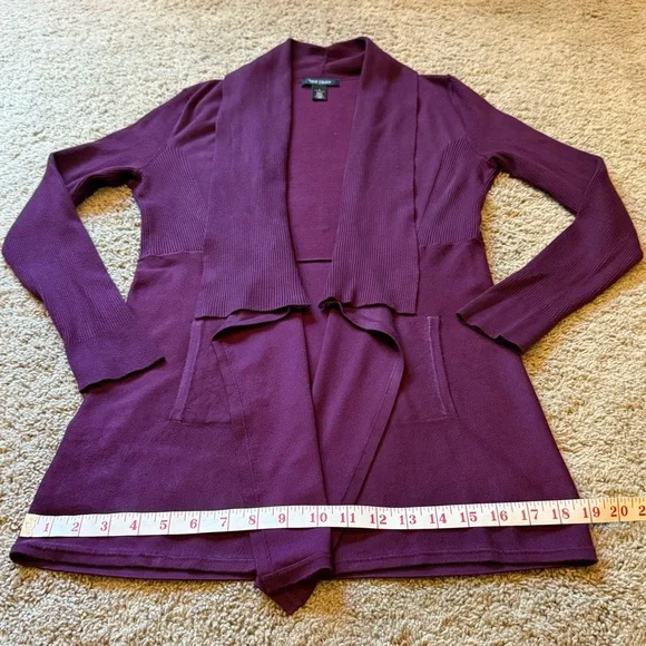 White House Black Market Plum/Burgundy Cardigan - Picture 10 of 11